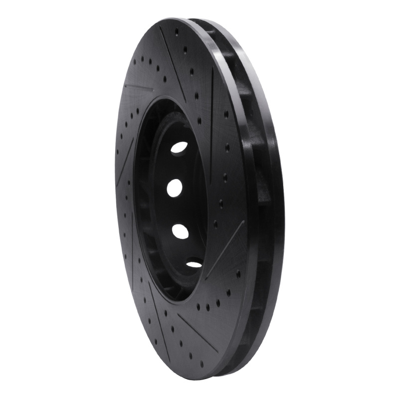 BMW M5 Brake Rotor (1) - Right Front - R1 Concepts - Drilled & Slotted - Black - `00-`03